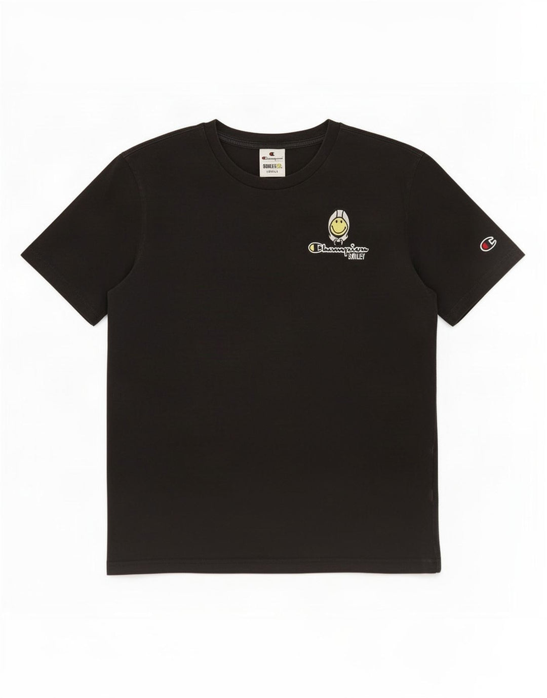 Champion Smiley Camiseta para Hombre Top Pequeño Negro