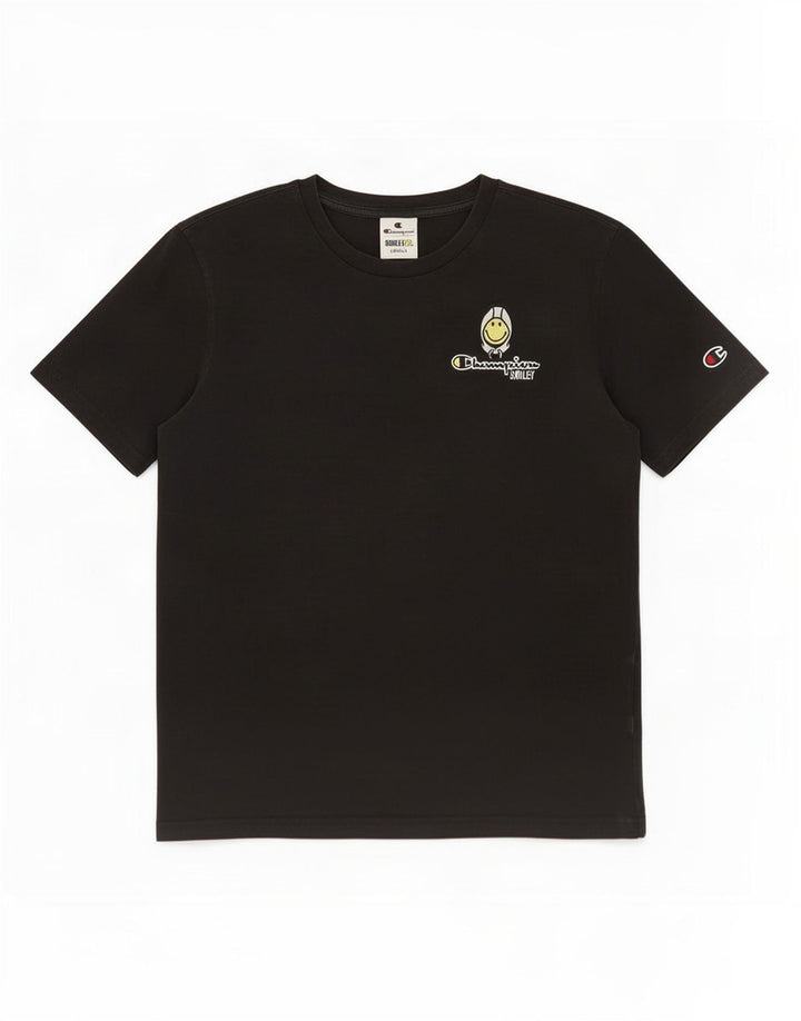 Champion Smiley Camiseta para Hombre Top Pequeño Negro
