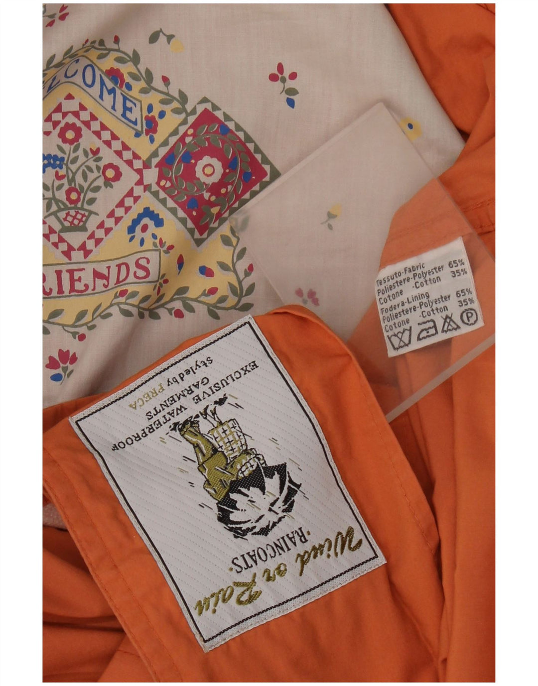 Vintage mujer impermeable Reino Unido 18 XL naranja poliéster