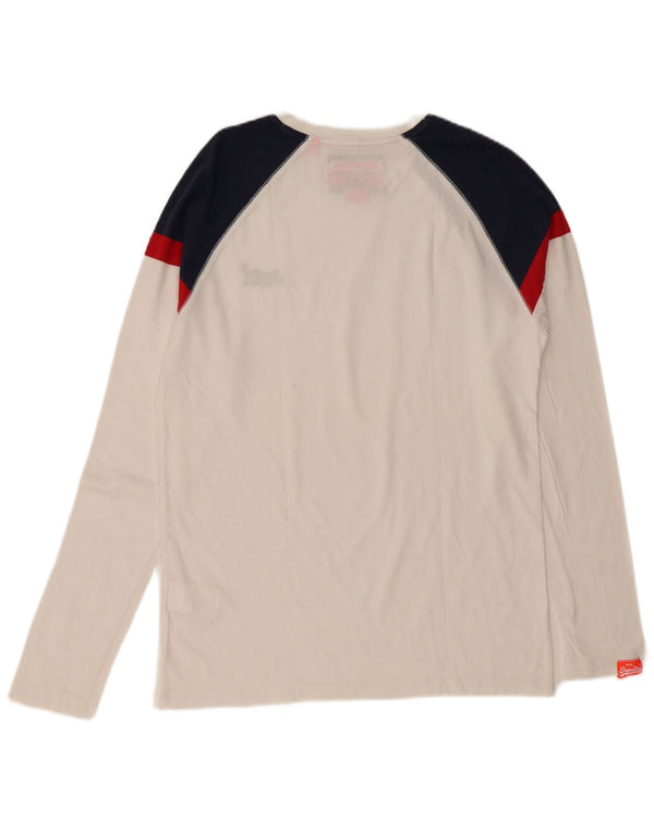 Superdry Hombre Top De Manga Larga De Algodón Color Block Blanco Grande