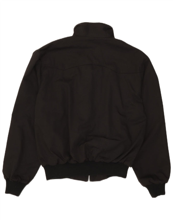 Vintage hombres bomber chaqueta Reino Unido 40 poliéster negro grande