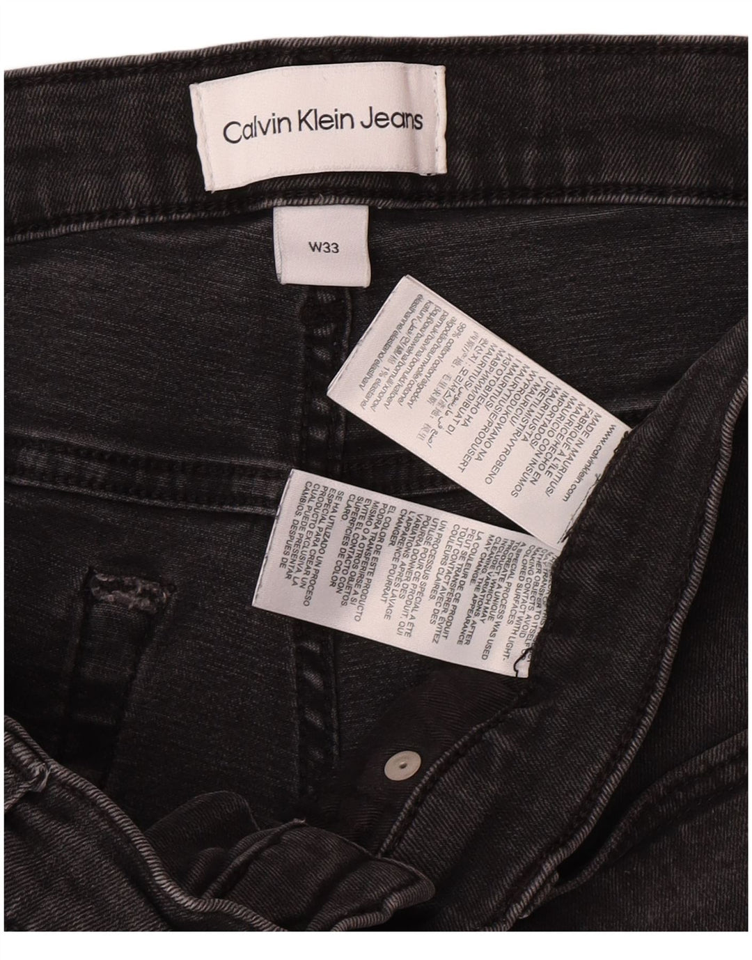 Calvin Klein Pantalones cortos de mezclilla ajustados para hombre W33 Algodón gris medio