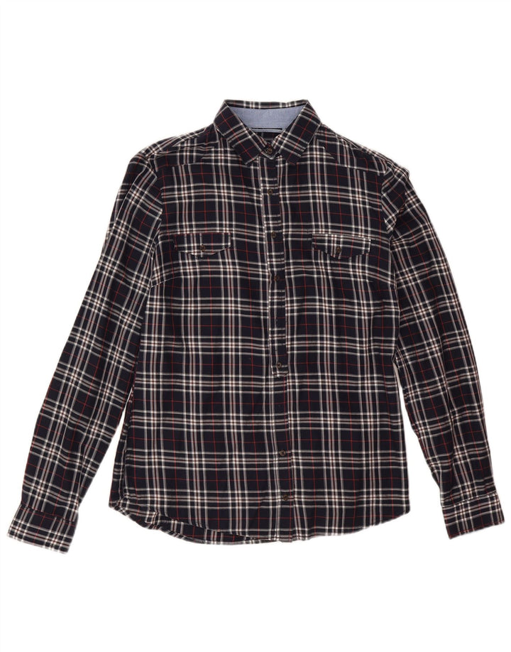 Camisa Massimo Dutti Mujer EU 38 Small Azul Marino Cuadros