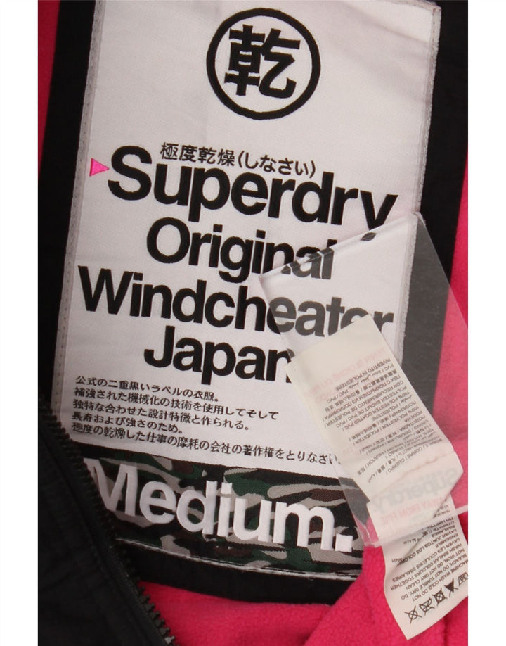 SUPERDRY Chaqueta cortavientos con capucha para mujer, talla 44, talla M, color negro