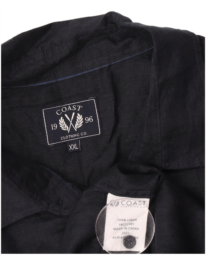 Camisa de manga corta para hombre Coast 2XL Azul marino Lino