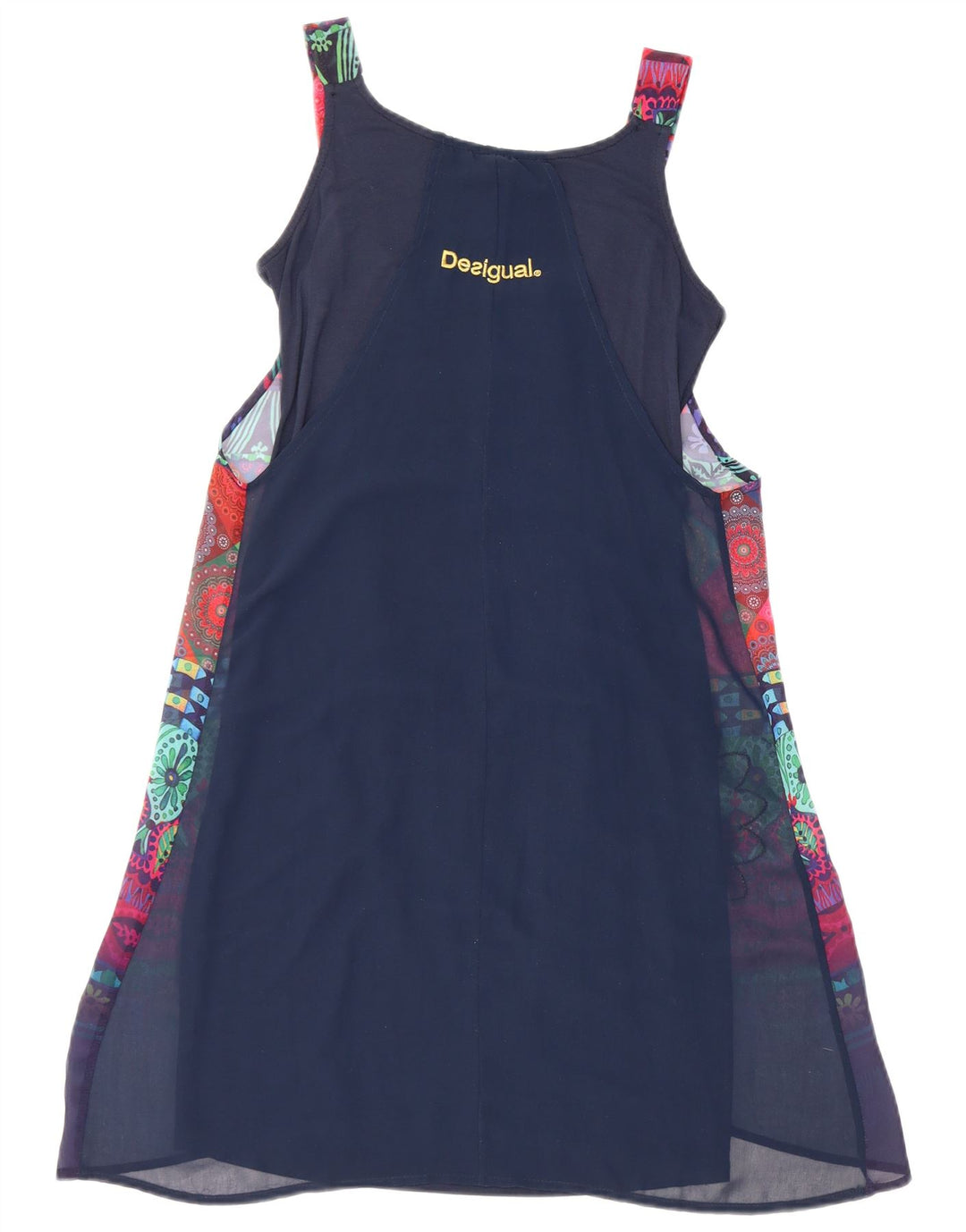 Desigual Vestido básico sin mangas con estampado abstracto para mujer EU 34 XS Azul marino