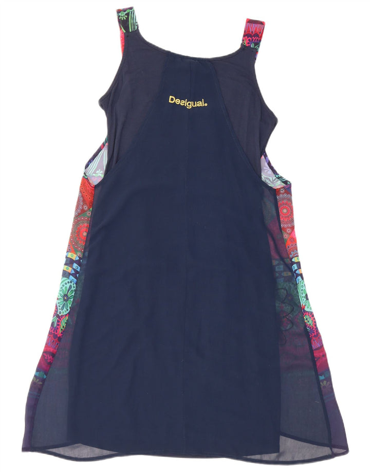 Desigual Vestido básico sin mangas con estampado abstracto para mujer EU 34 XS Azul marino