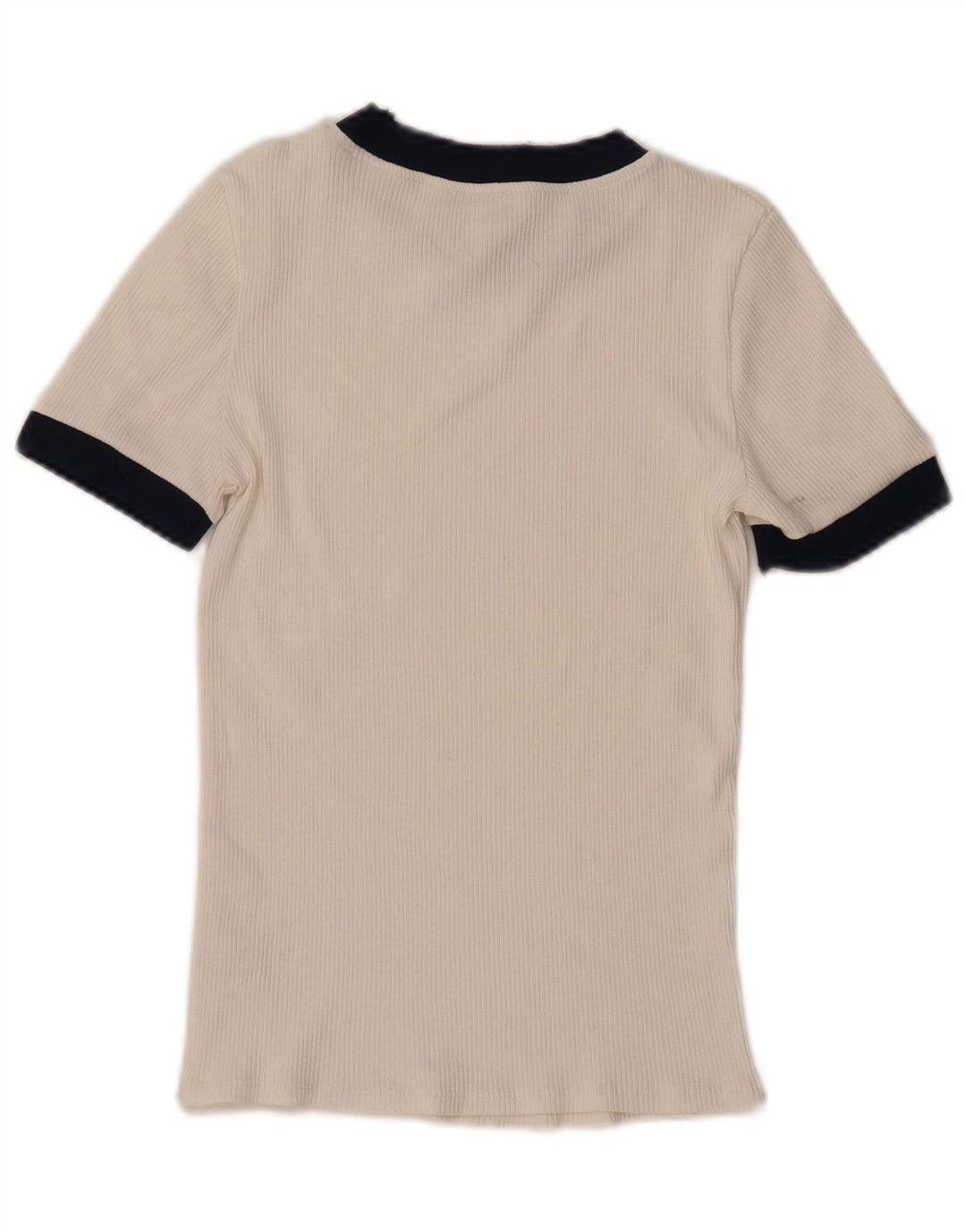 Zara Mujer Camiseta Top UK 40 Medio Blanco Colorblock Poliéster