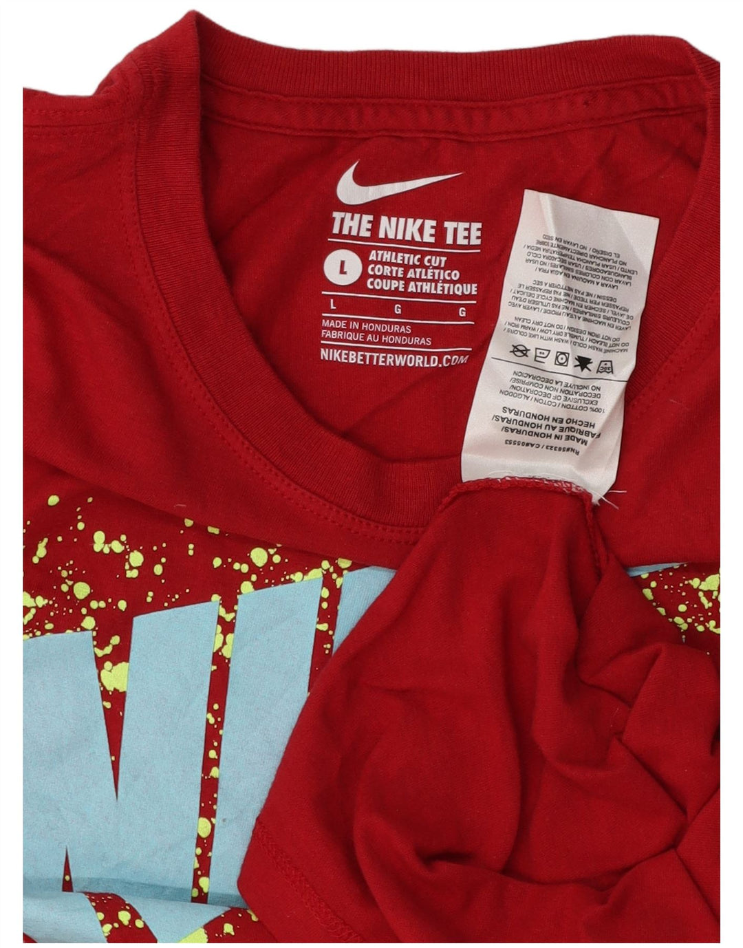 NIKE Camiseta gráfica de corte atlético para mujer UK 40 Grande Algodón rojo