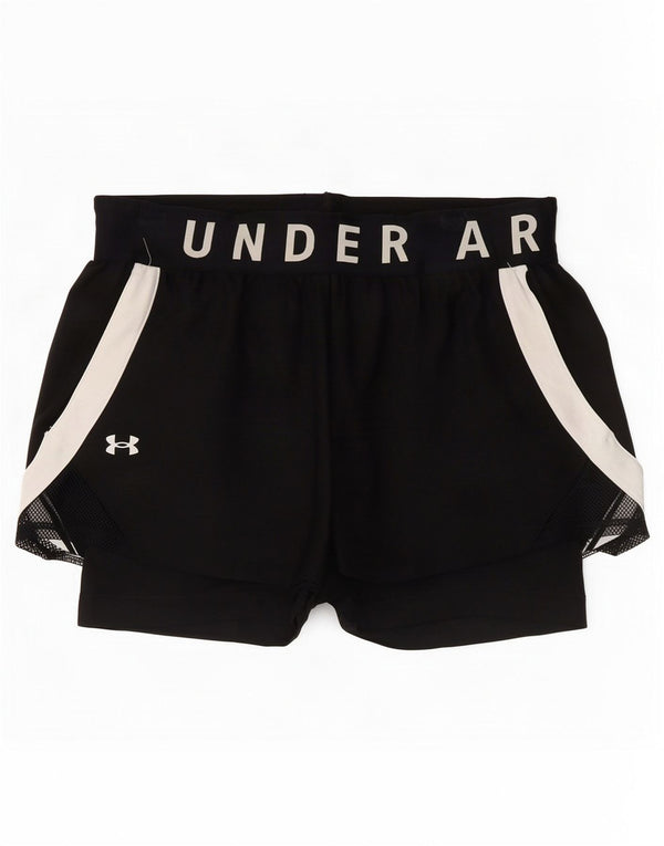 Under Armour Pantalones cortos deportivos gráficos para mujer UK 8 Small Black Colourblock