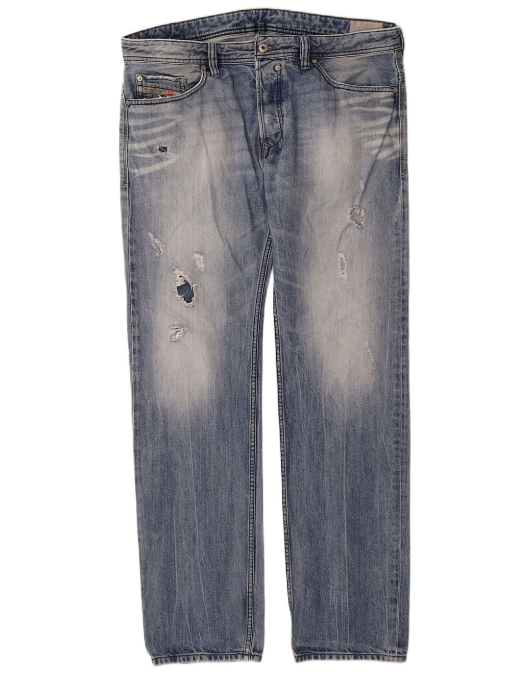 Diesel Vaqueros rectos desgastados para hombre W36 L34 Algodón azul