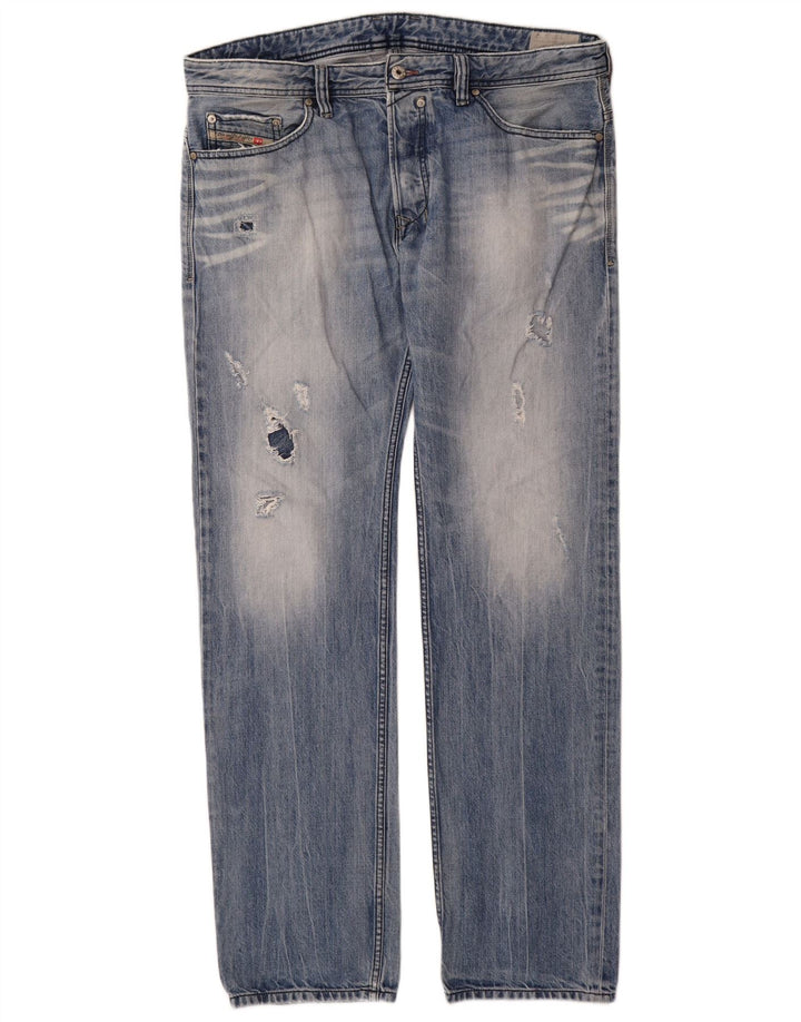 Diesel Vaqueros rectos desgastados para hombre W36 L34 Algodón azul
