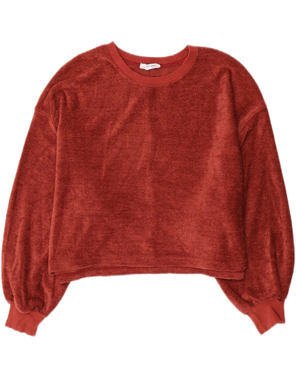 Zara - Jersey extragrande con cuello barco para mujer, talla 10, poliéster rojo pequeño