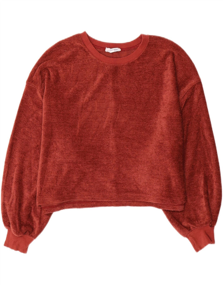 Zara - Jersey extragrande con cuello barco para mujer, talla 10, poliéster rojo pequeño