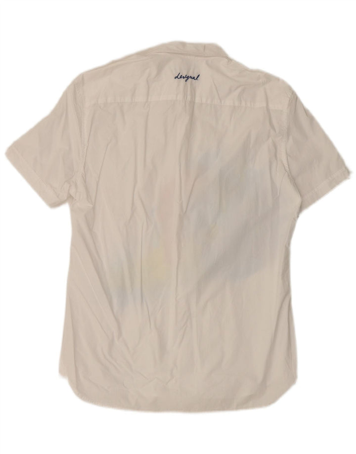 Desigual Hombre Camisa De Manga Corta Con Estampado Abstracto Grande Blanco