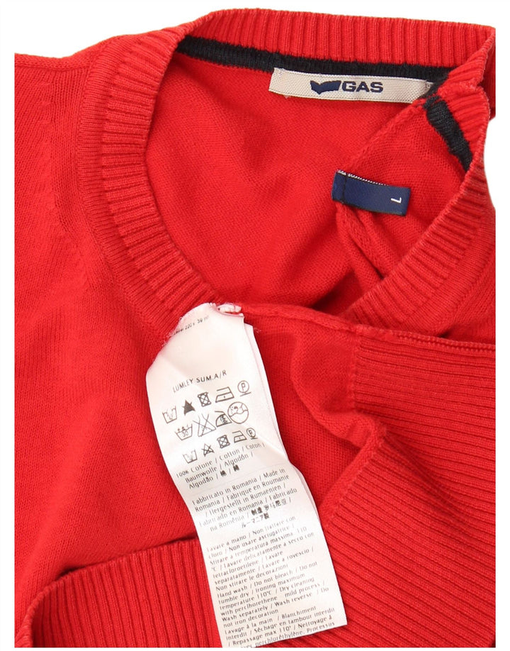 Gas Hombre Cuello Redondo Jersey Suéter Grande Algodón Rojo