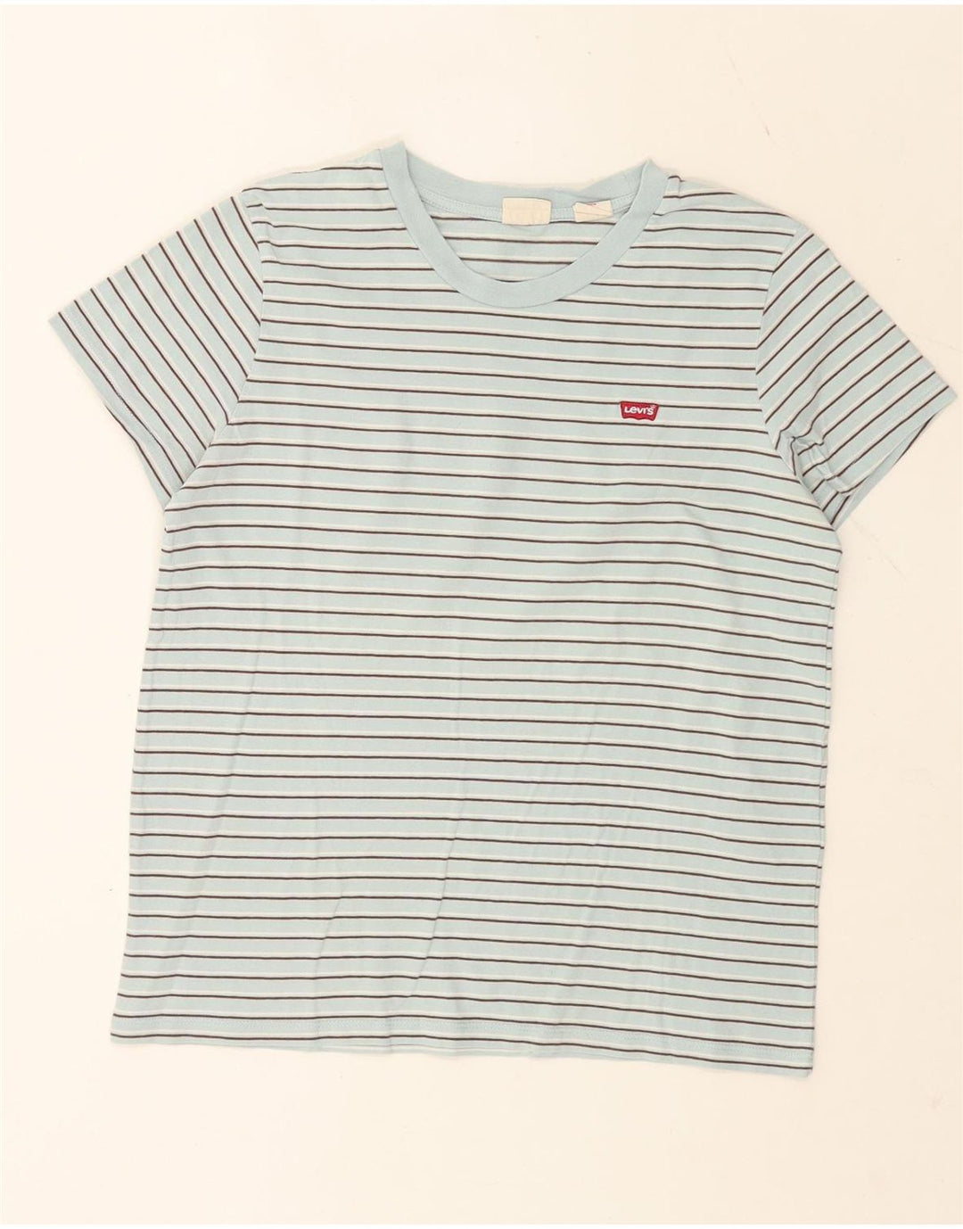 Levi's Camiseta para mujer Top UK 44 Algodón a rayas azul medio