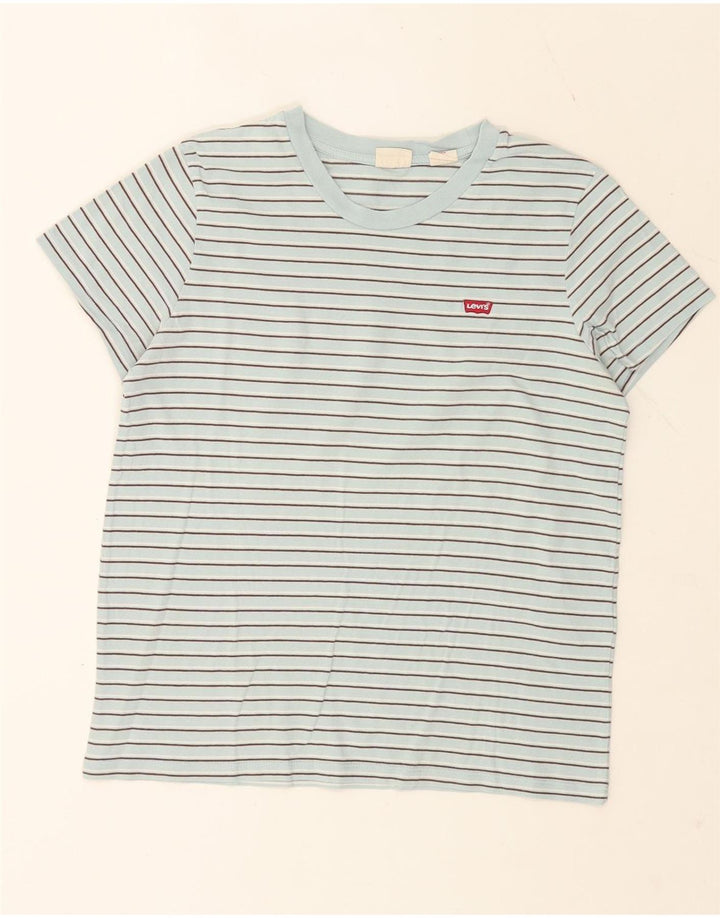 Levi's Camiseta para mujer Top UK 44 Algodón a rayas azul medio