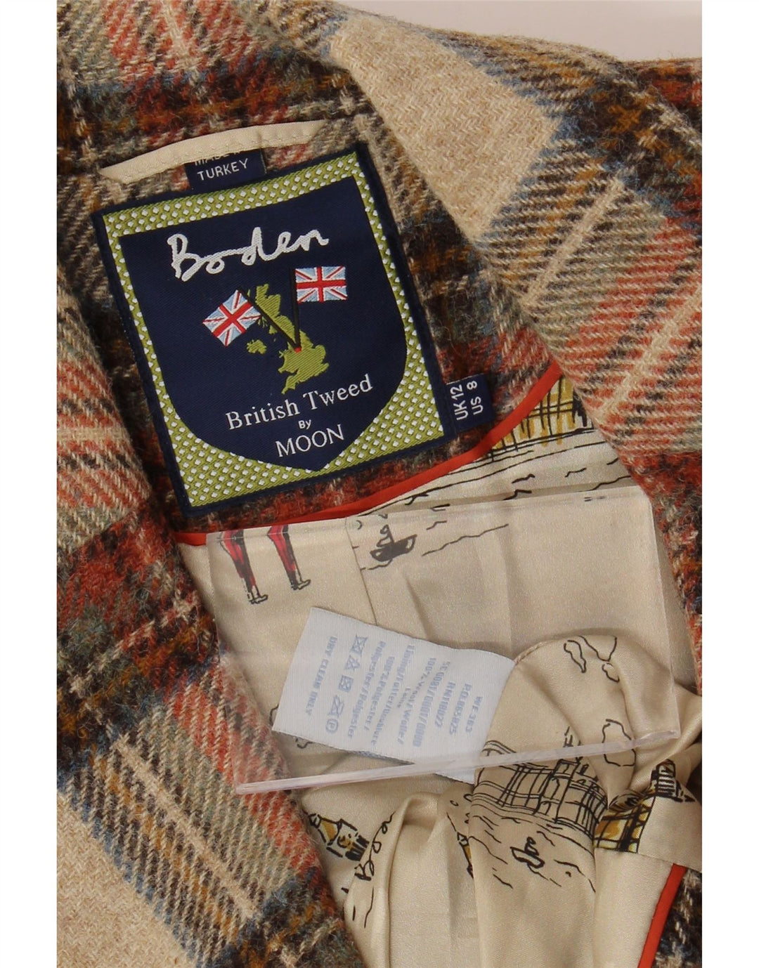 BODEN Chaqueta tipo blazer de 2 botones para mujer UK 40 Mediana Lana a cuadros multicolor