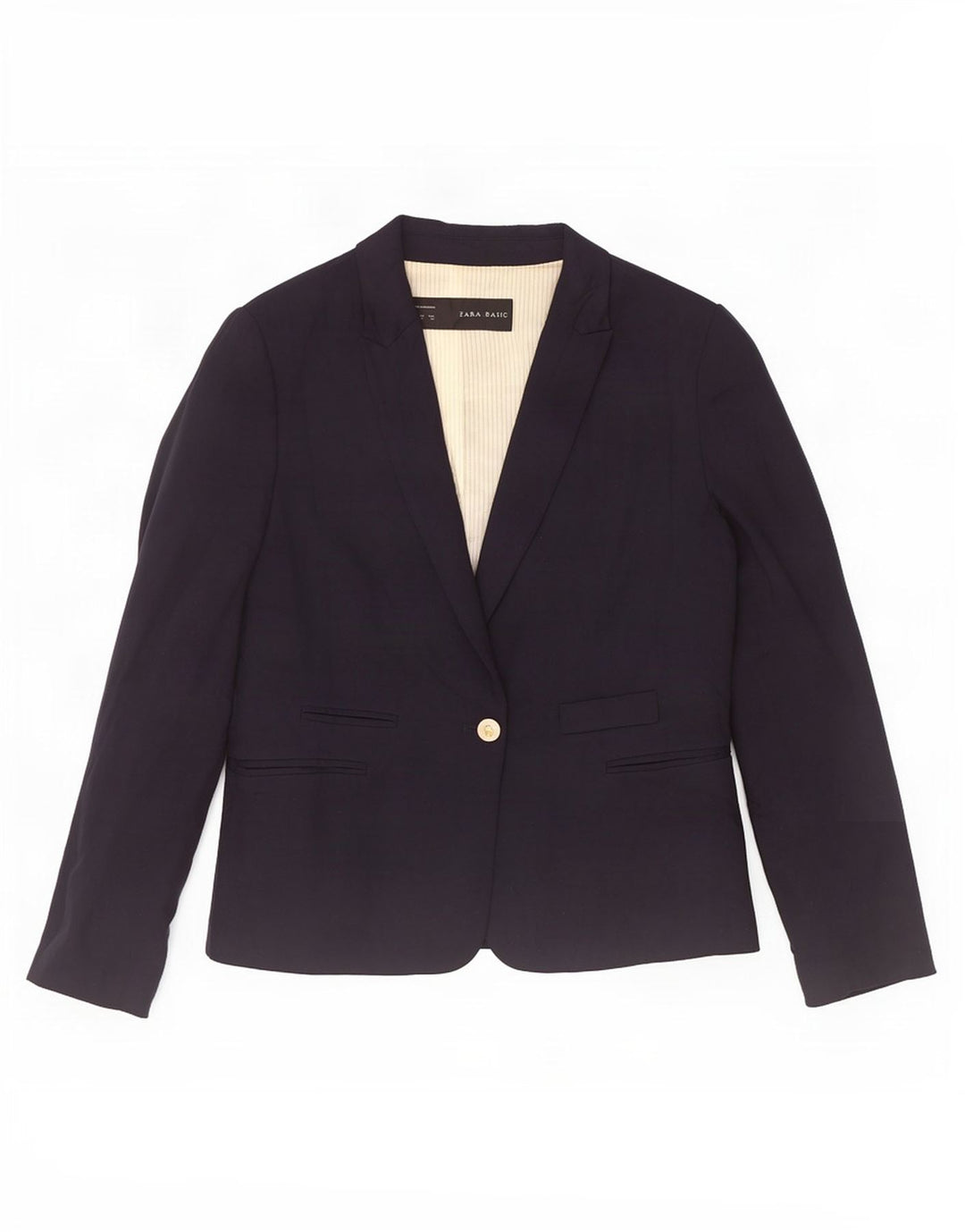Zara Mujer Chaqueta Blazer De 1 Botón UK 40 XL Viscosa Azul Marino