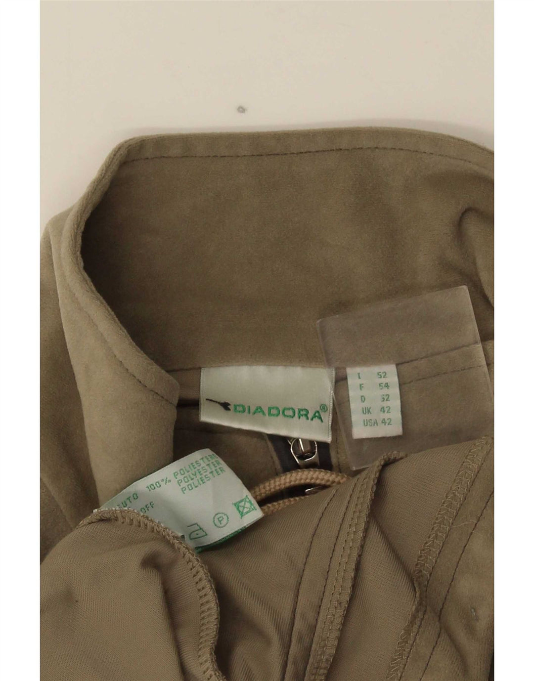 Diadora Chaqueta de chándal de terciopelo para hombre UK 42 Large Caqui Poliéster