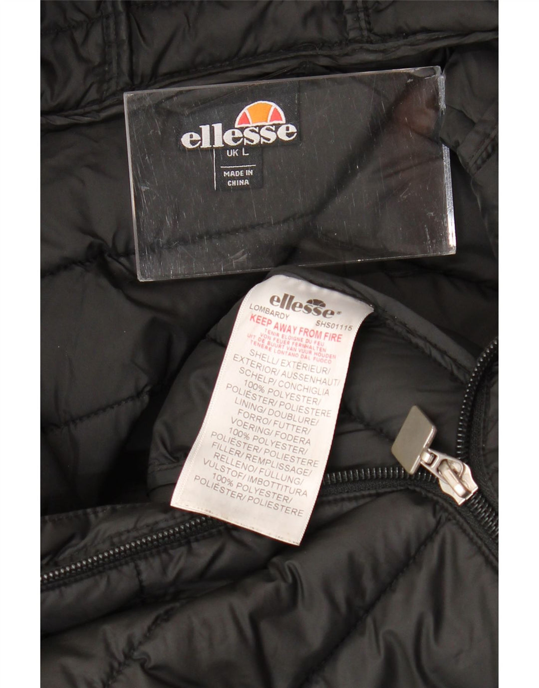 ELLESSE Chaqueta acolchada con capucha para hombre UK 40 Large Poliéster negro