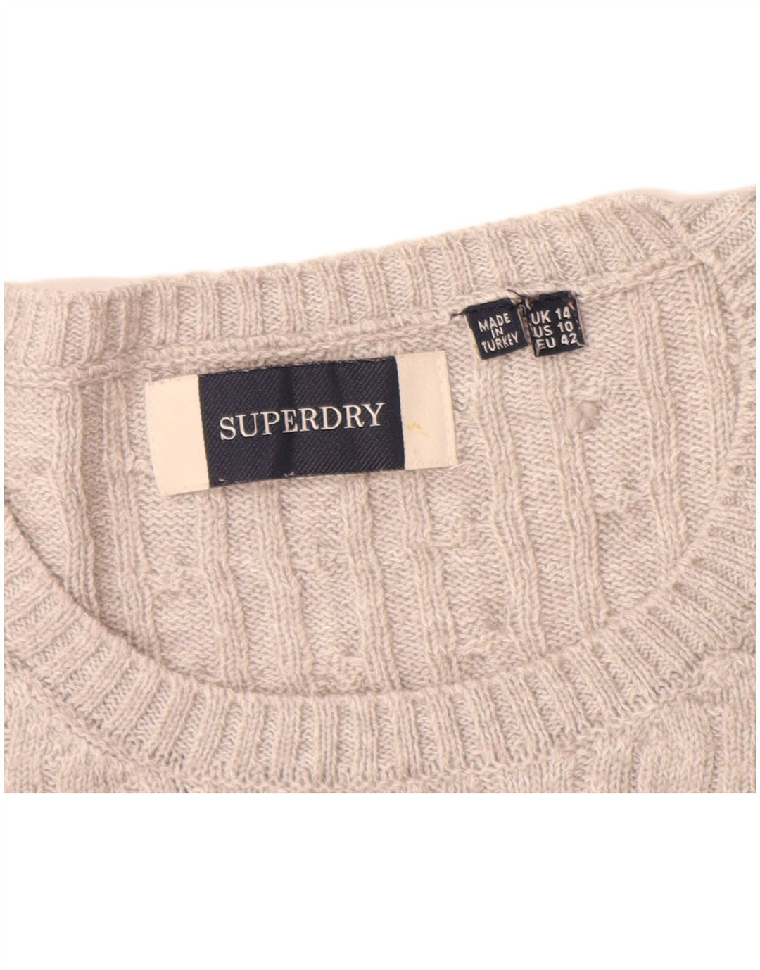 SUPERDRY Suéter tipo jersey con cuello barco para mujer Reino Unido 44 Acrílico gris grande
