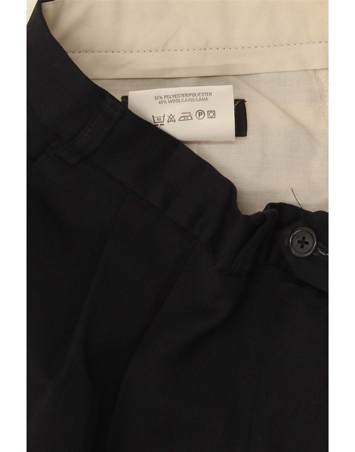 Marks & Spencer Pantalón de traje con pinzas para hombre W36 L31 Poliéster azul marino