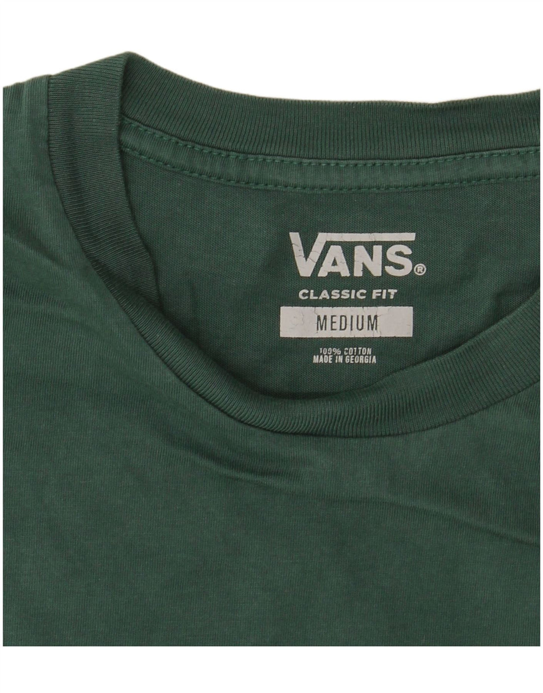 VANS Hombre Classic Fit Camiseta Top Algodón Verde Medio
