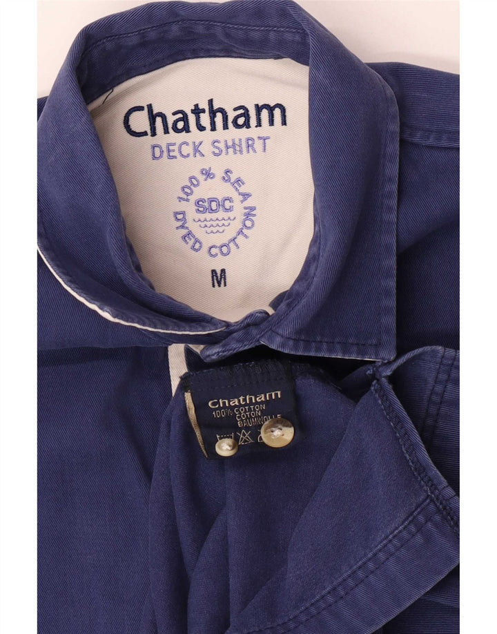 Chatham Mens Yachting Jersey Camisa Mediana Azul Marino Rayas Algodón