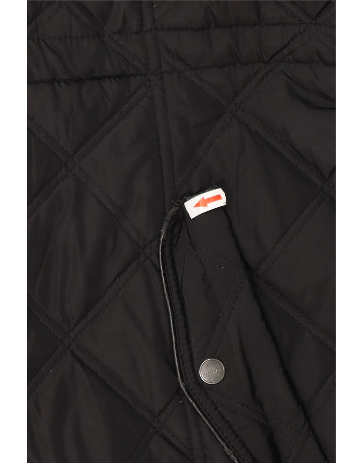 DKNY Abrigo acolchado con capucha para mujer UK 40 XL Poliéster negro