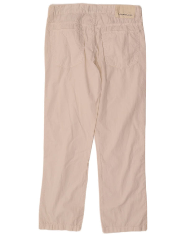 Calvin Klein Pantalones casuales rectos para hombre W30 L29 Algodón blanco