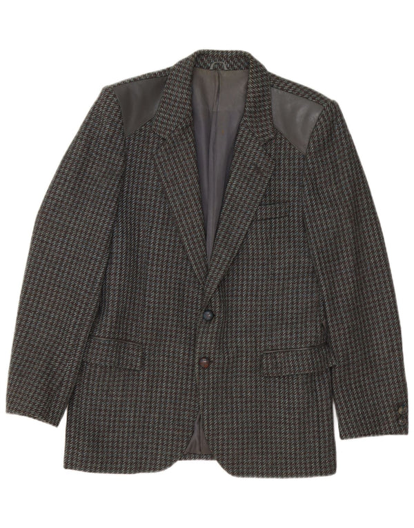 Vintage hombres 2 botones Blazer chaqueta IT 46 pequeño gris Houndstooth