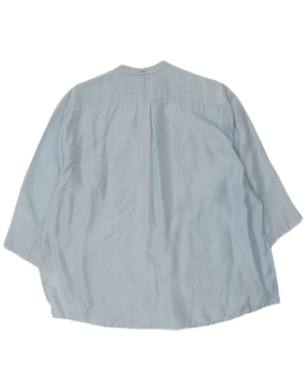 Vintage mujer 3/4 manga camisa de gran tamaño blusa Reino Unido 10 pequeña seda azul