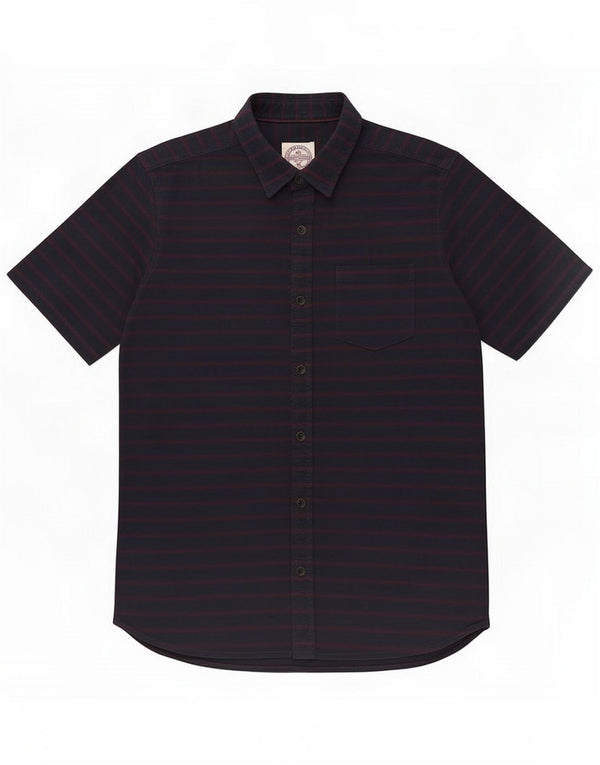 Fat Face Mens Short Sleeve Shirt Large Navy Blue Striped Cotton