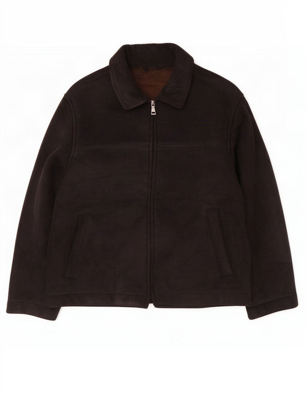 Marks & Spencer Chaqueta Sherpa Azul Harbor para Hombre UK 40 Grande Poliéster Negro