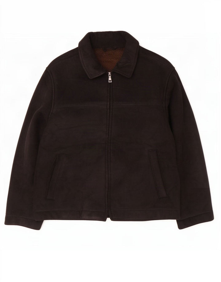Marks & Spencer Chaqueta Sherpa Azul Harbor para Hombre UK 40 Grande Poliéster Negro