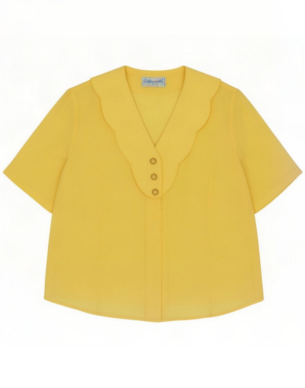 Gabri elle La Camicia Blusa camisera de manga corta para mujer UK 46 Large Yellow
