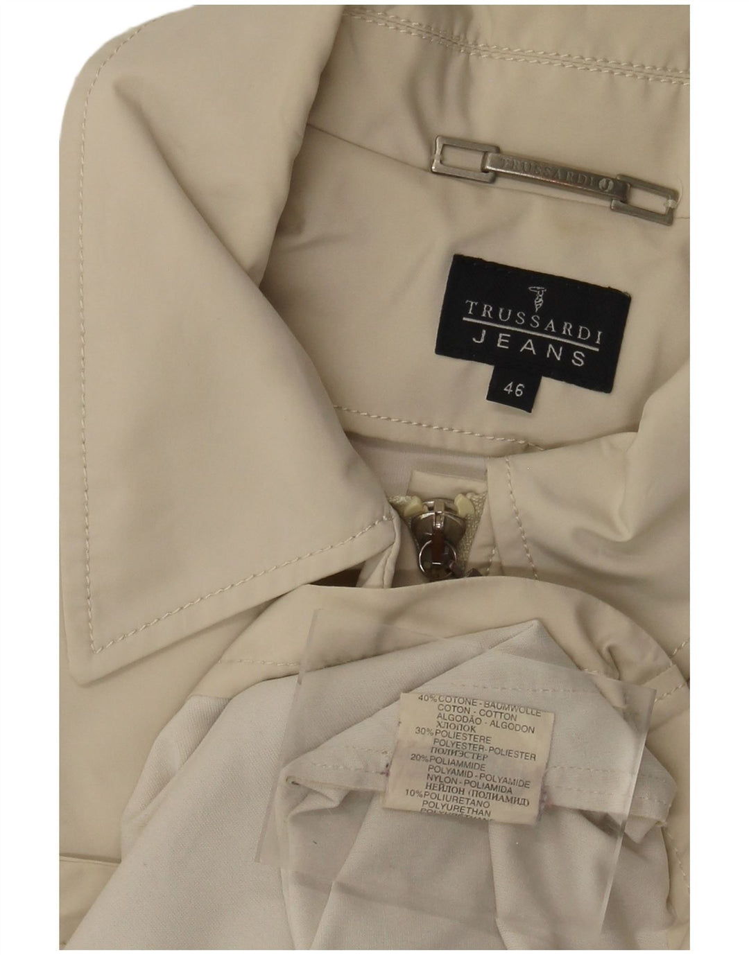 Cazadora Bomber Mujer Trussardi Jeans IT 46 Large Beige Algodón