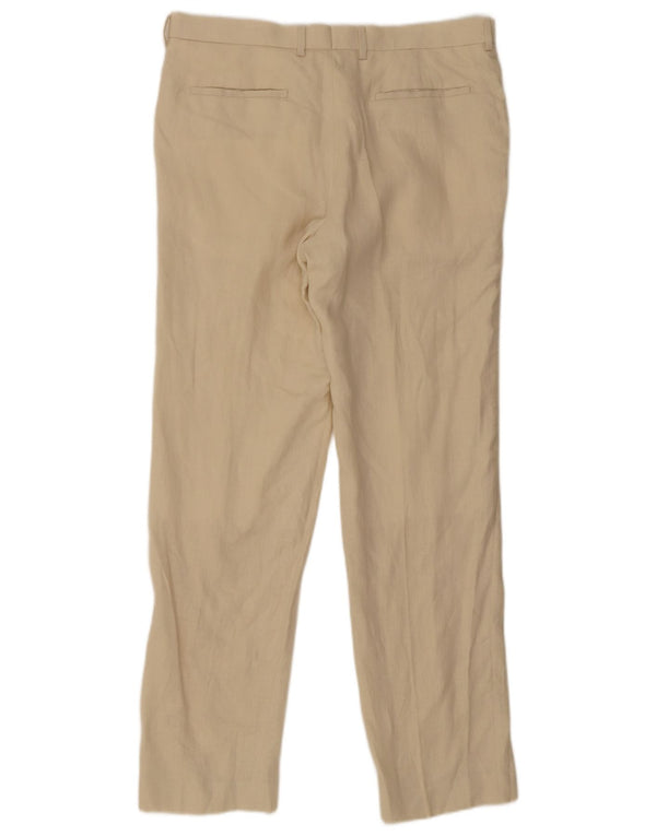 Marks & Spencer Pantalón de traje recto para hombre W36 L33 Lino beige
