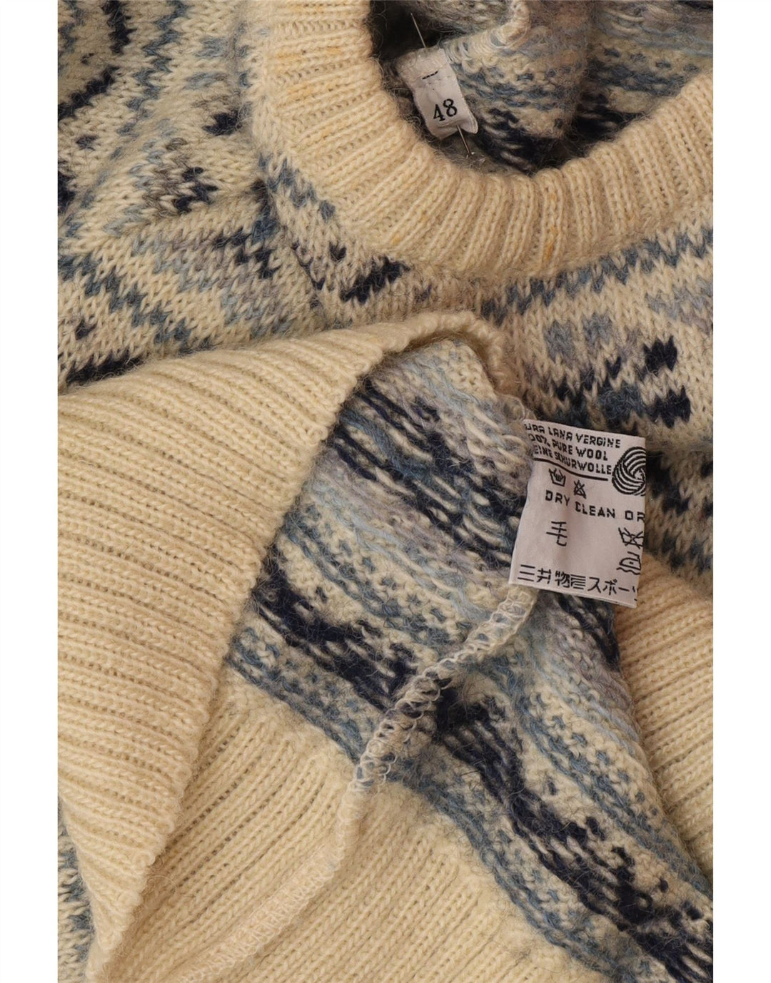 Silvy - Jersey de cuello redondo para hombre IT 48 Medium Beige Fair Isle
