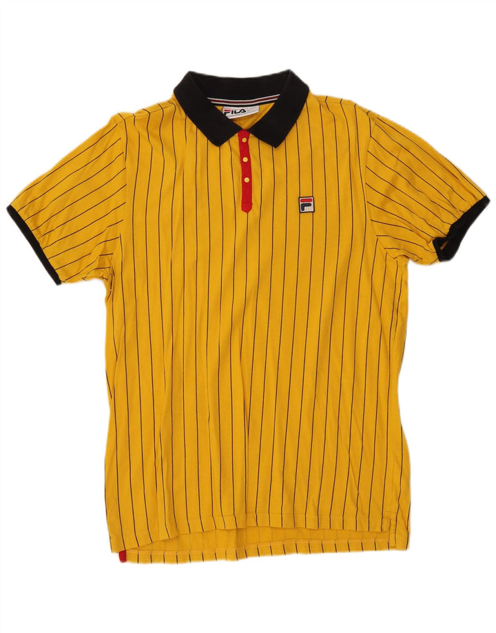 FILA Polo para hombre de algodón a rayas amarillas grandes