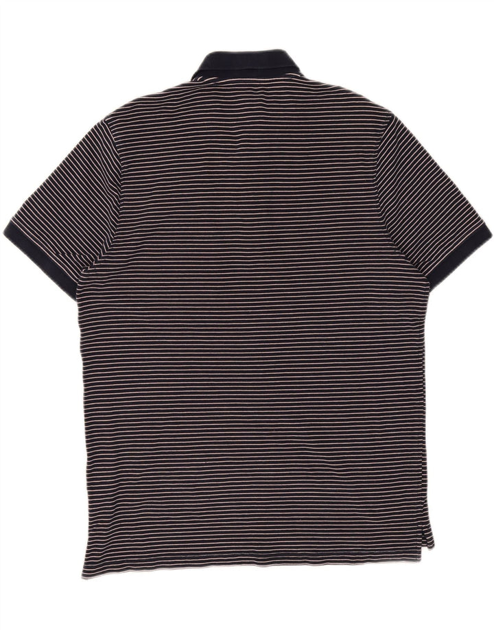 J. CREW Mens Polo Shirt Large Navy Blue Striped Cotton Vintage J. Crew and Second-Hand J. Crew from Messina Hembry 