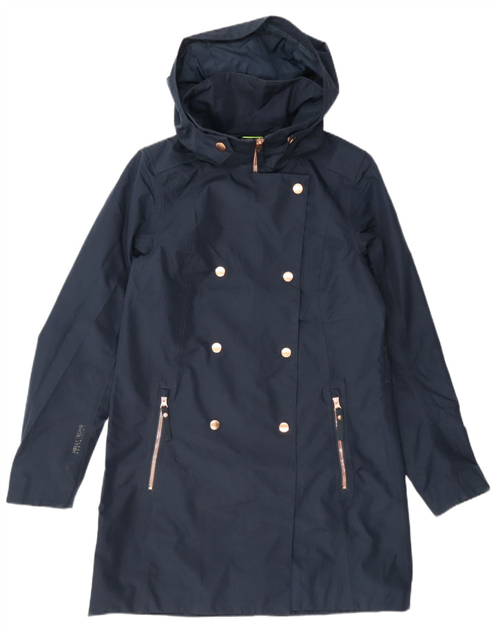 Helly Hansen Chubasquero con capucha y doble botonadura para mujer, talla S, azul marino