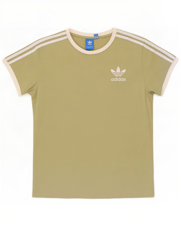 Adidas Camiseta Mujer Top UK 8 Small Caqui Colorblock Algodón