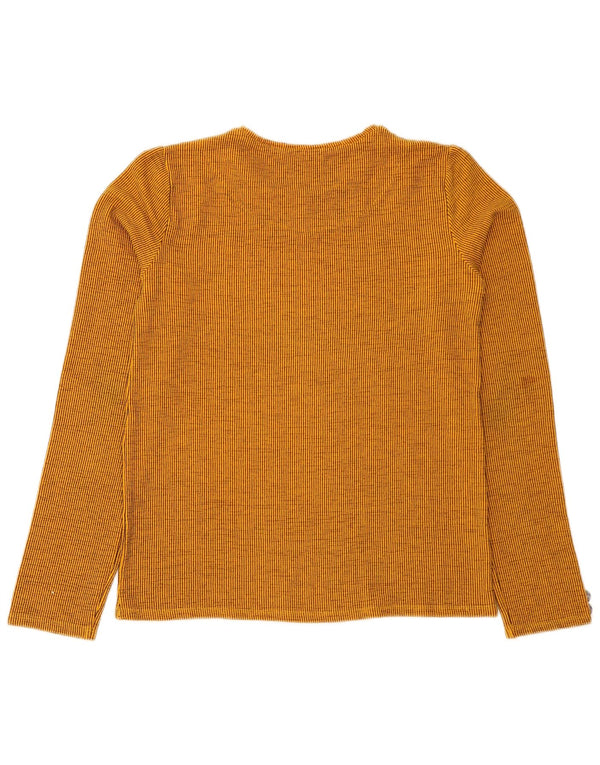 Zara Mujer Top Manga Larga UK 42 Mediano Naranja Rayas
