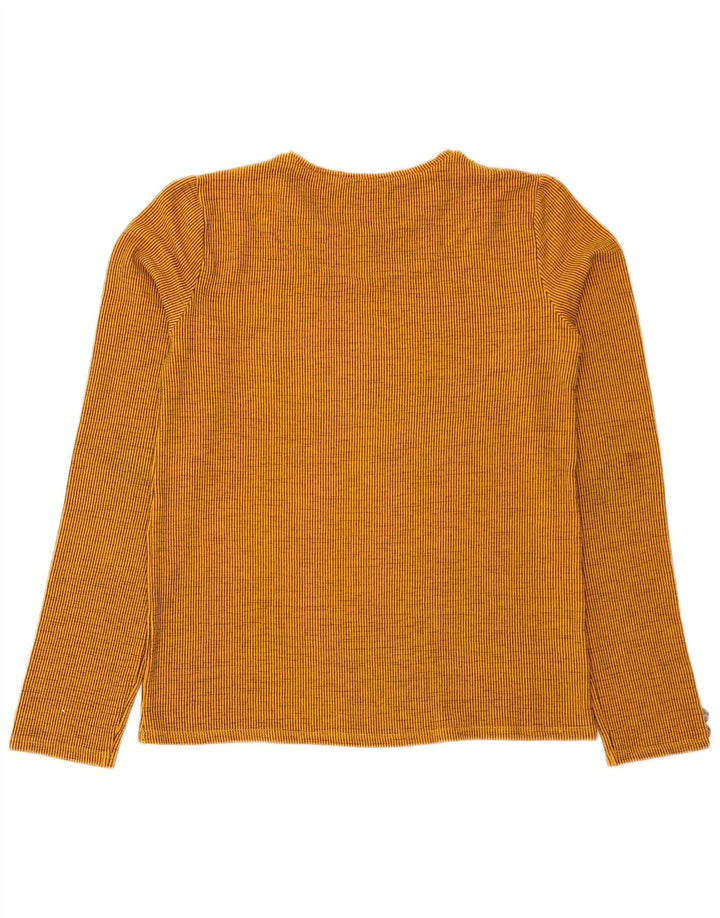 Zara Mujer Top Manga Larga UK 42 Mediano Naranja Rayas