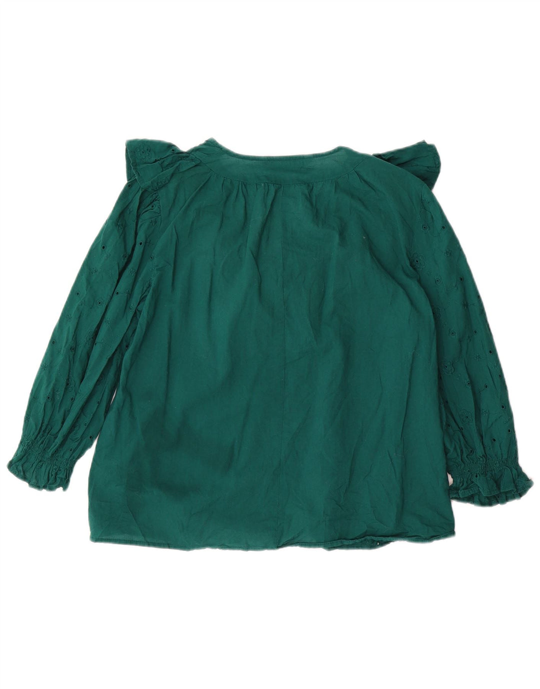Zara Mujer Blusa Extragrande De Manga 3/4 Top UK 40 Small Verde Floral