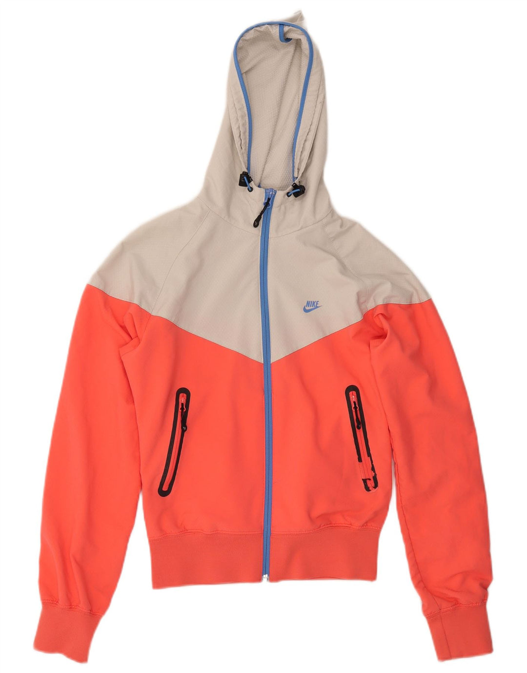 Nike Chaqueta bomber con capucha para mujer UK 10 Small Naranja Colorblock Algodón