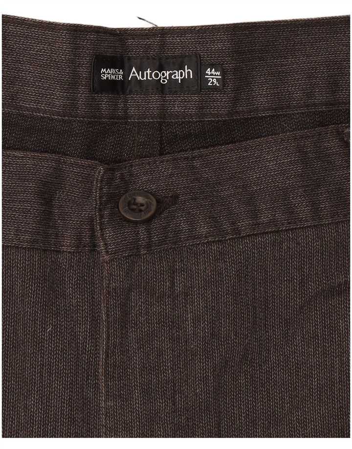 Marks & Spencer Pantalones casuales autógrafos para hombre W44 L29 Marrón Herringbone